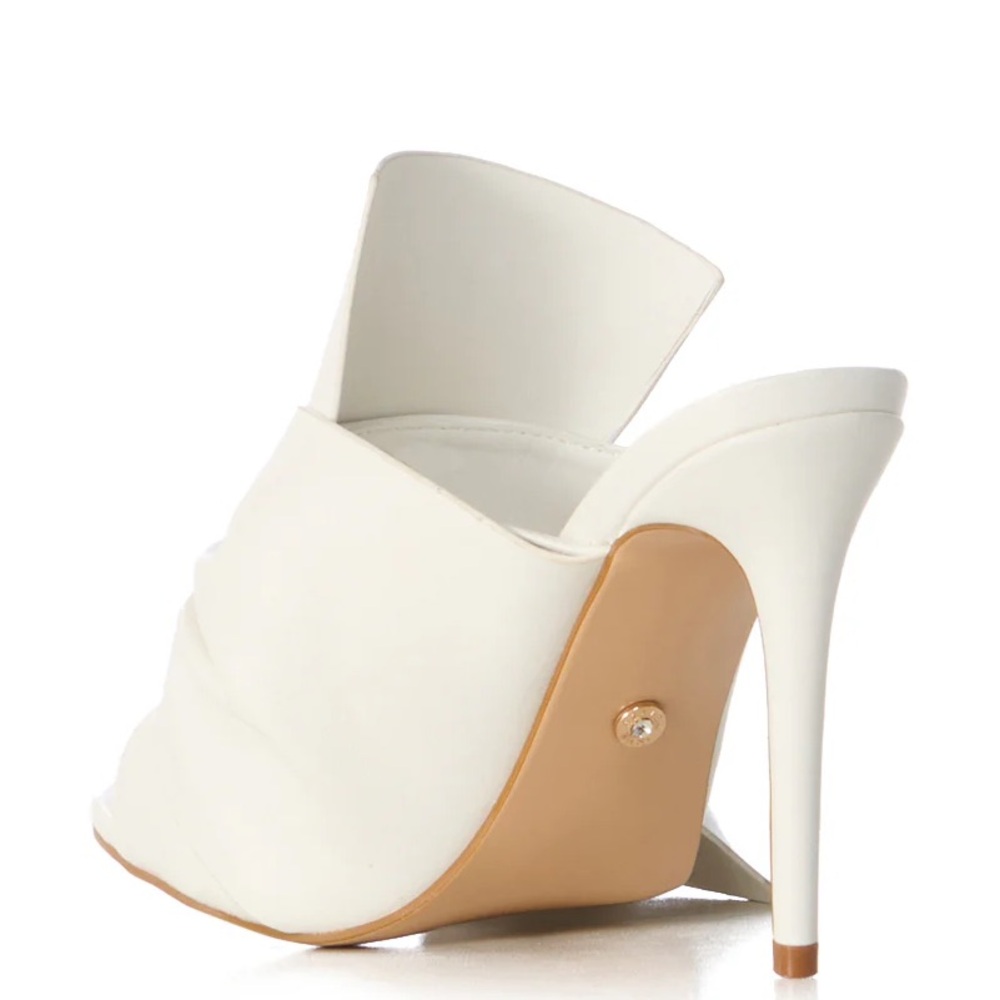 AZALEA WANG White Vegan Leather Mule Sandals - Picture 3 of 4